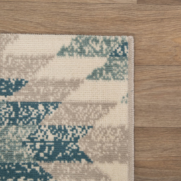 Union Rustic Gebhard Southwestern Teal Indoor/Outdoor Area Rug